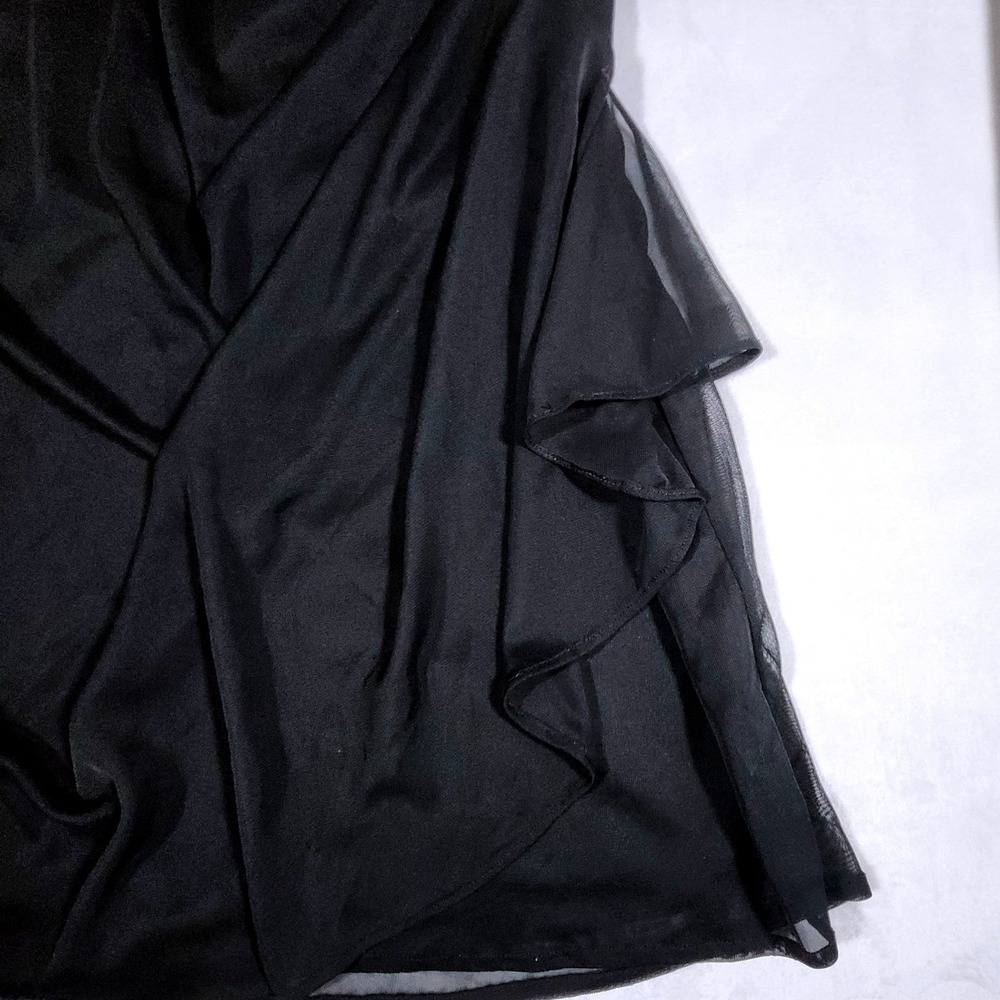 David's Bridal Cocktail Dress Womens 14 Black Polyester Ruched Halter F15612 - Picture 9 of 15